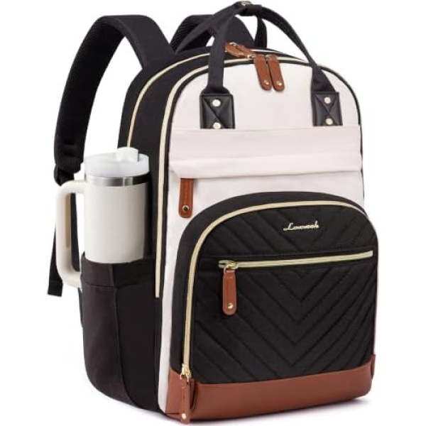 LOVEVOOK Laptop Backpack Women with Giant Tumbler Holder,18 inch Waterproof Work