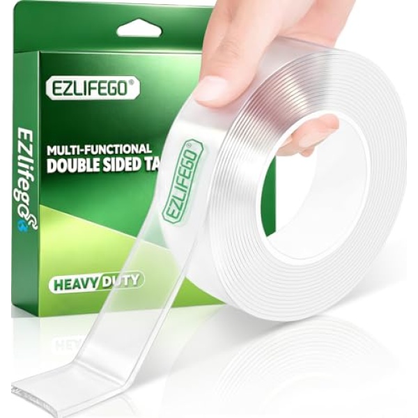 EZlifego Double Sided Tape Heavy Duty(Extra Large 16.5FT), Nano Adhesive