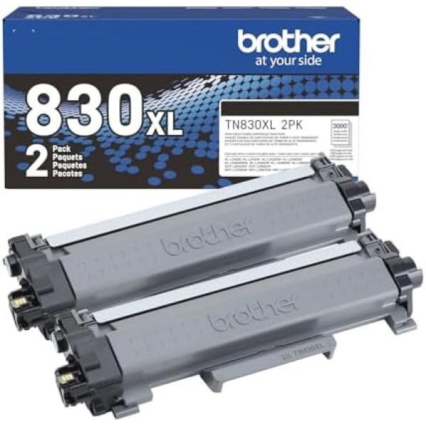 Brother Genuine TN830XL 2PK Black High Yield Printer Toner Cartridge 2-Pack –