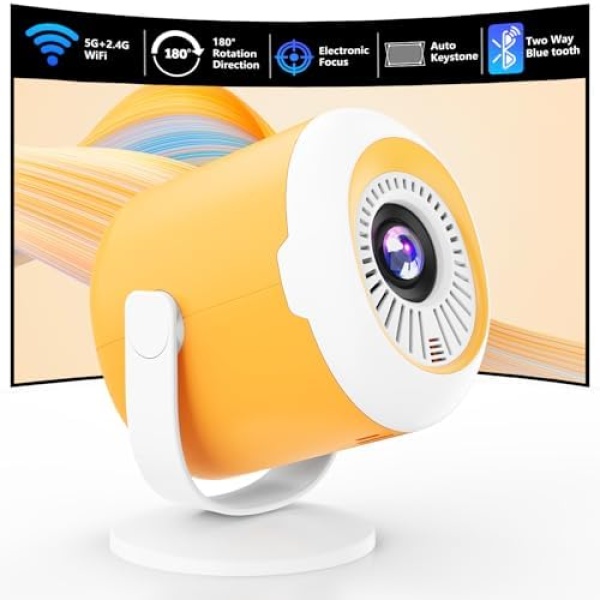 Portable Mini Projector with WiFi and Bluetooth Rotatable Movie Projector with