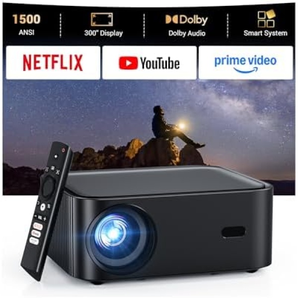 1500 ANSI lumens built-in streaming app full HD smart projector, HAPPRUN 4K