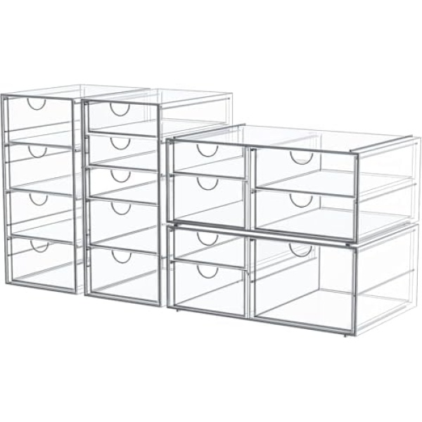 caktraie Makeup Organizer Storage With 16 Drawers, 4 Pcs Desktop Office