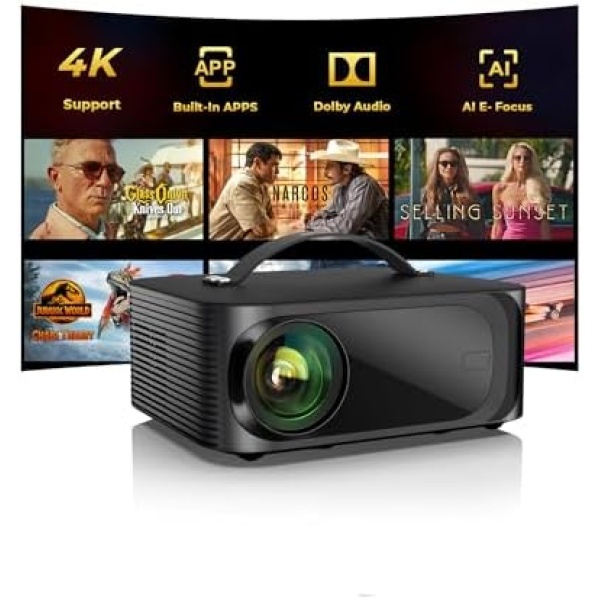 Outdoor-Projector-4K with WiFi and Bluetooth: [3000 Brightness/50W
