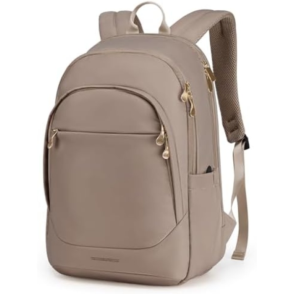 LIGHT FLIGHT Travel Laptop Backpack Women, 17.3 Inch, Champagne | USB Charging
