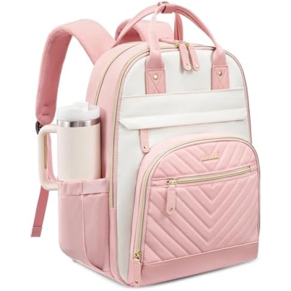 LOVEVOOK Laptop Backpack Women with Giant Tumbler Holder,18.4 inch Waterproof