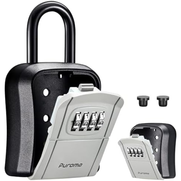 Puroma Key Lock Box, Portable Combination Lockbox Wall-Mounted Key Storage Box