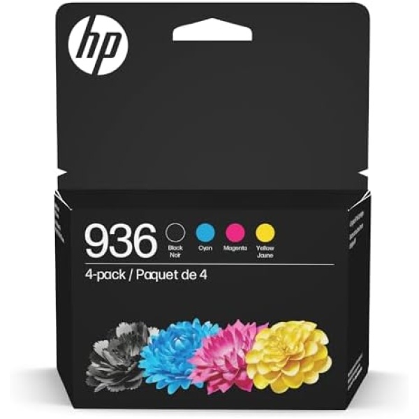 HP 936 Black, Cyan, Magenta, Yellow Ink Cartridges (4-Pack) | Works with