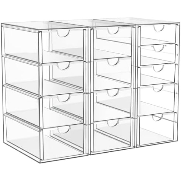 Acrylic Makeup Organizer with 13 Drawers, Bathroom Counter Organizer, Acrylic