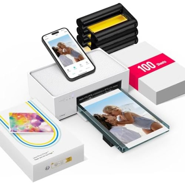 Liene M100 4x6'' Photo Printer, Phone Printer 100 Sheets & 3 Cartridges,
