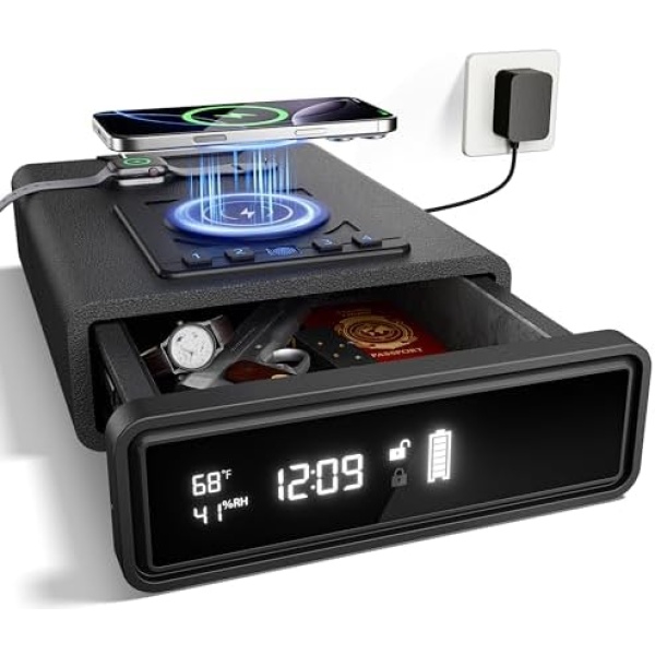 ORARAER Biometric Safe with Wireless Charging, 3 Access Methods to Unlock,