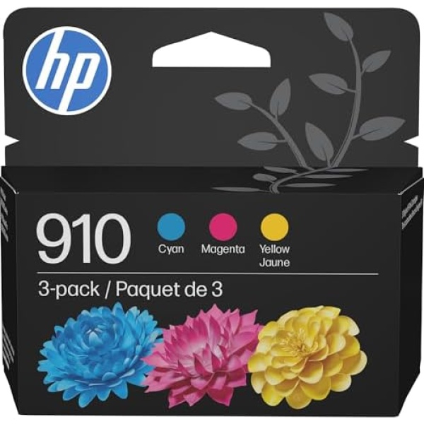 HP 910 Cyan, Magenta, Yellow Ink Cartridges (3-Pack) | Works with OfficeJet