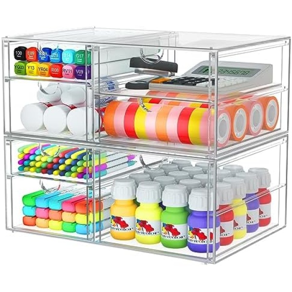 caktraie 2 Pack Desk Organizers, Makeup Organizer Storage with 7 Drawers,