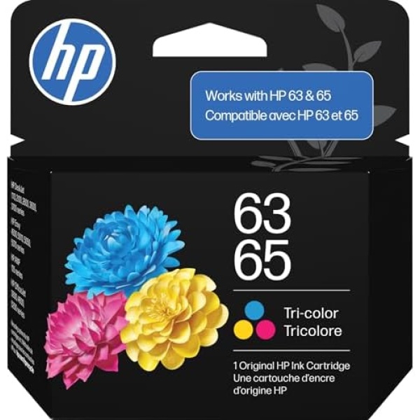 HP 63/65 Tri-Color Ink Cartridge (Replaces and Works with Both 63 & 65) | Works