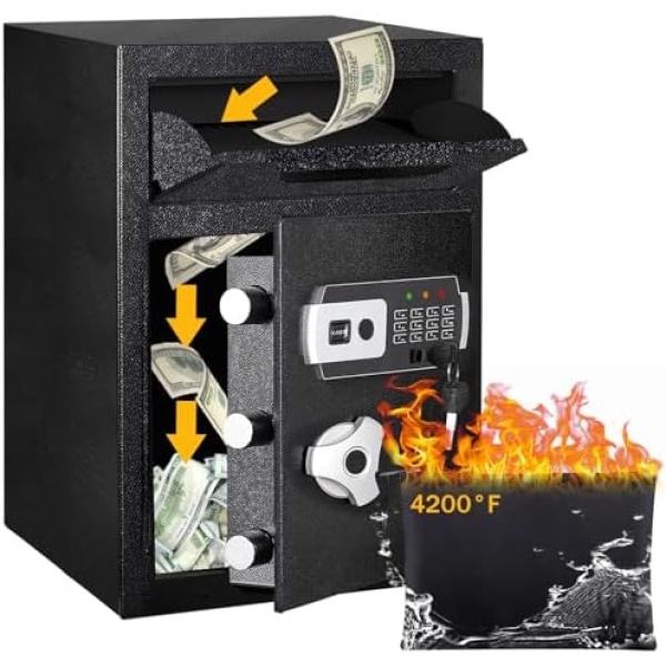 2.8 CUB Depository Drop Safe Fireproof, Front Drop Slot Lock Box with Digital