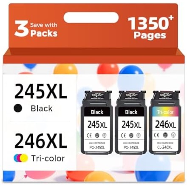 245XL 246XL Ink Cartridges for Canon PG 245 CL 246 XL Black Color 3-Pack