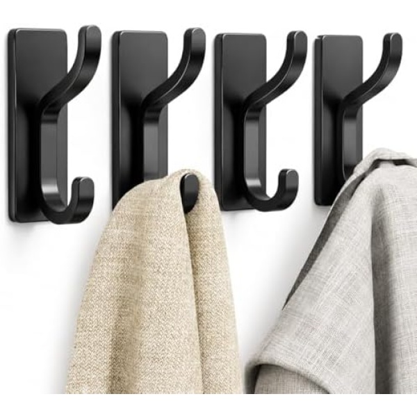 pickpiff Adhesive Wall Coat Hooks - Heavy Duty Stick-On Door Hanger, Metal Hook