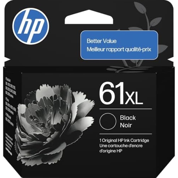 HP 61XL Black High-Yield Ink | Works with DeskJet 1000, 1010, 1050, 1510, 2050,