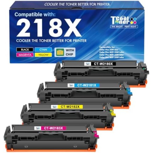 218X Toner Cartridges 4 Pack 218 3301fdw 3201dw 3301 218A Compatible for HP 218X