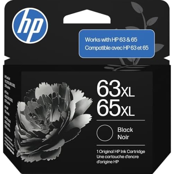 HP 63XL/65XL Black High-Yield Ink Cartridge (Replaces and Works with Both 63XL &