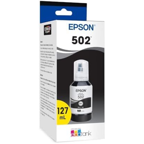 EPSON 502 EcoTank Ink Ultra-high Capacity Bottle Black Works with ET-2750, 2760,