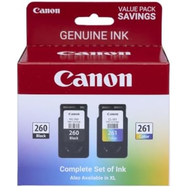 Canon PG-260 / CLI-261 Genuine Ink Value Pack (2 Cartridges), Compatible with