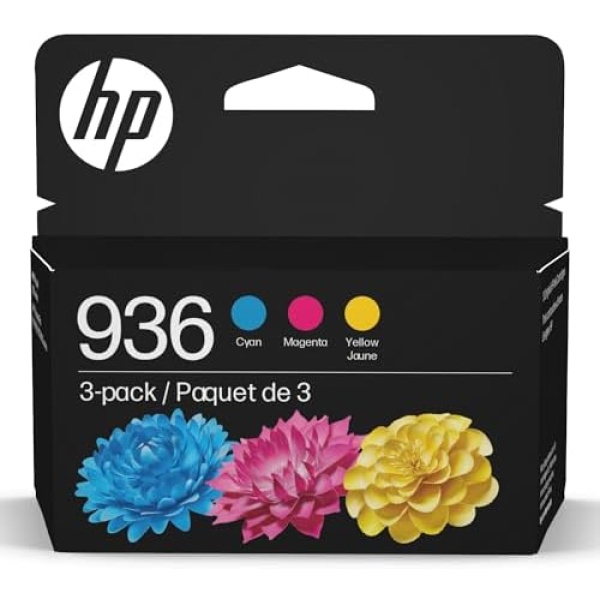 HP 936 Cyan, Magenta, Yellow Ink Cartridges (3-Pack) | Works with OfficeJet