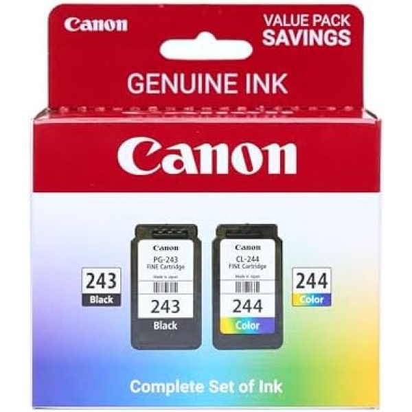 Canon PG-243 / CL-244 Genuine Ink Value Pack (2 Cartridges), Compatible with