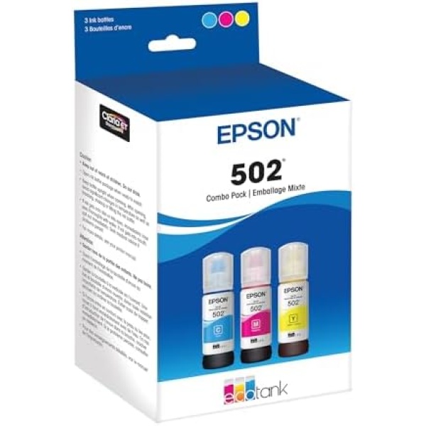 EPSON 502 EcoTank Ink Ultra-high Capacity Bottle Color Combo Pack Works with