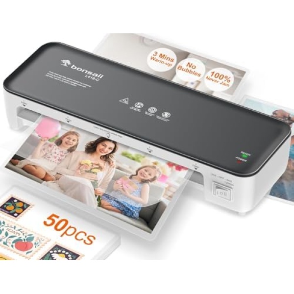 Bonsaii Laminator Machine, 9 Inch Laminators Machine with 50 Laminating Sheets,