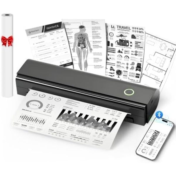 Portable Printers Wireless for Travel, N80 Wireless Thermal Printer Bluetooth