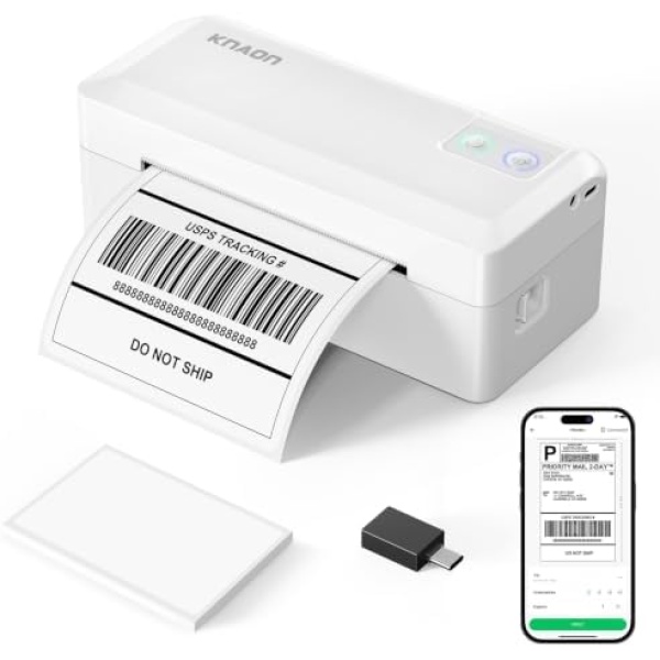 KNAON Shipping Thermal Label Printer, 4x6 Portable Label Printer, Bluetooth