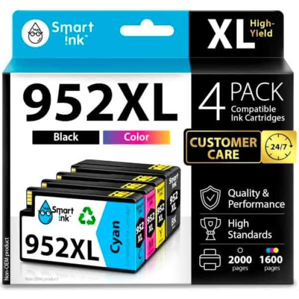 Smart Ink Compatible Ink Cartridges Replacement for HP 952XL 952 XL 4 Combo Pack