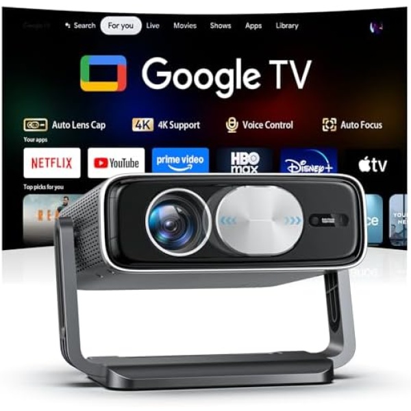 Smart 4K Projector [Bundled with Google TV Stick] with WiFi and Bluetooth,